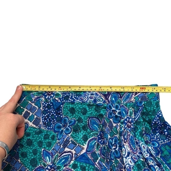 Vintage floral faux wrap pleated crepe mini skirt - Picture 5 of 7